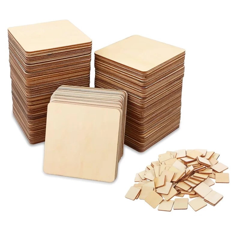 Oud Wood Chip - 1-10cm 미완성 나무 정사각형 조각, DIY